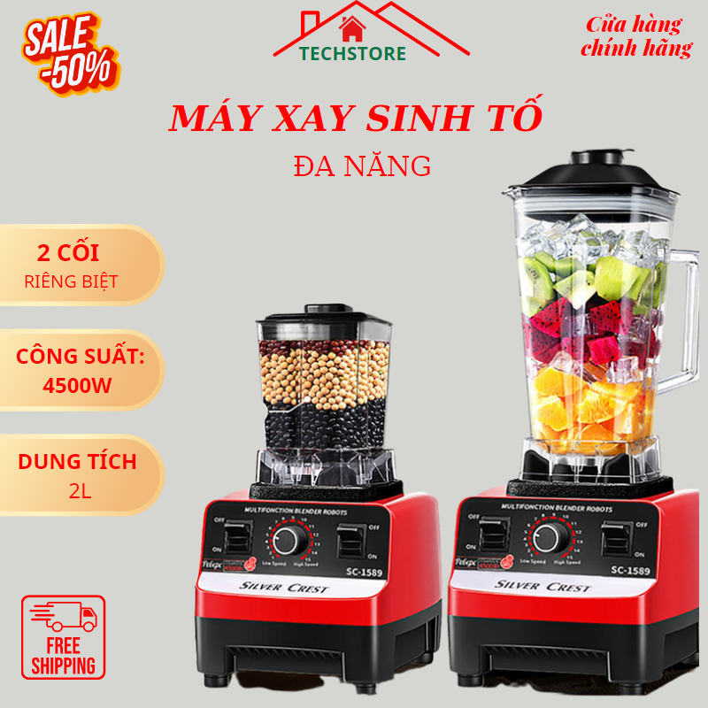 [12 Months Warranty] 5000W Industrial Blender, 2 Jars, Industrial Blender, Vegetable Blender, Ice Crusher. Grind Everything in Seconds