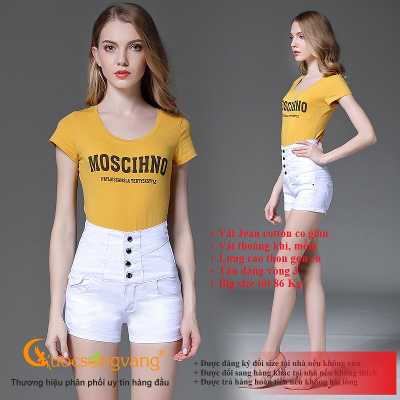 Quần đùi nữ nhiều nút quần short jean lưng cao GLQ079