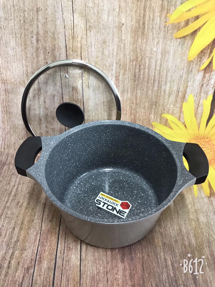 Bộ Lock&Lock Stone 7 Lớp Nồi Đá 24cm Và Chảo Đá 28cm