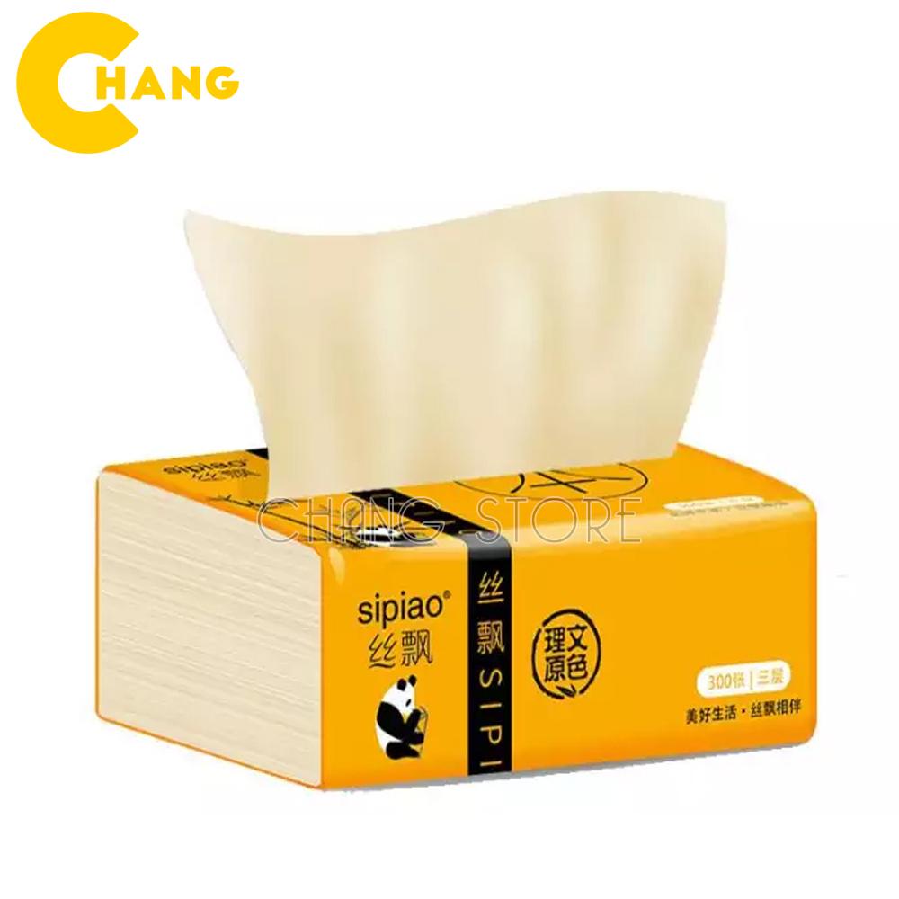 Combo 2 gói giấy ăn than tre gấu trúc bịch 300 tờ, không lớp tẩy trắng, thiết kế 3 lớp thấm hút, siêu dai không rách