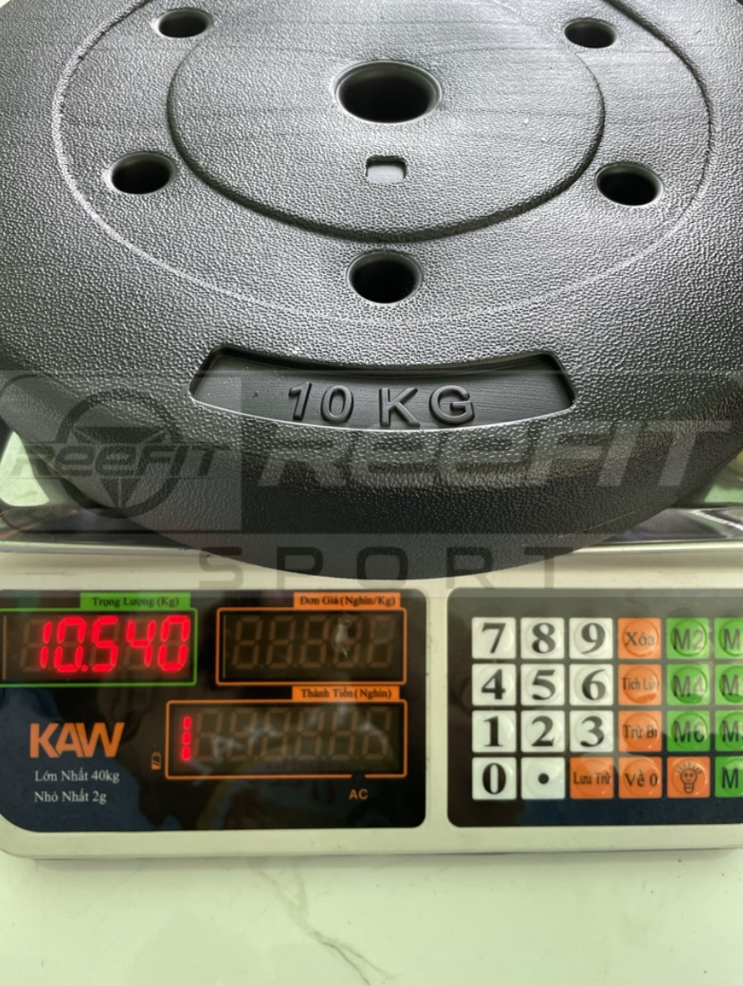 Tạ miếng nhựa đen Reefit 10kg có ruột phi 27