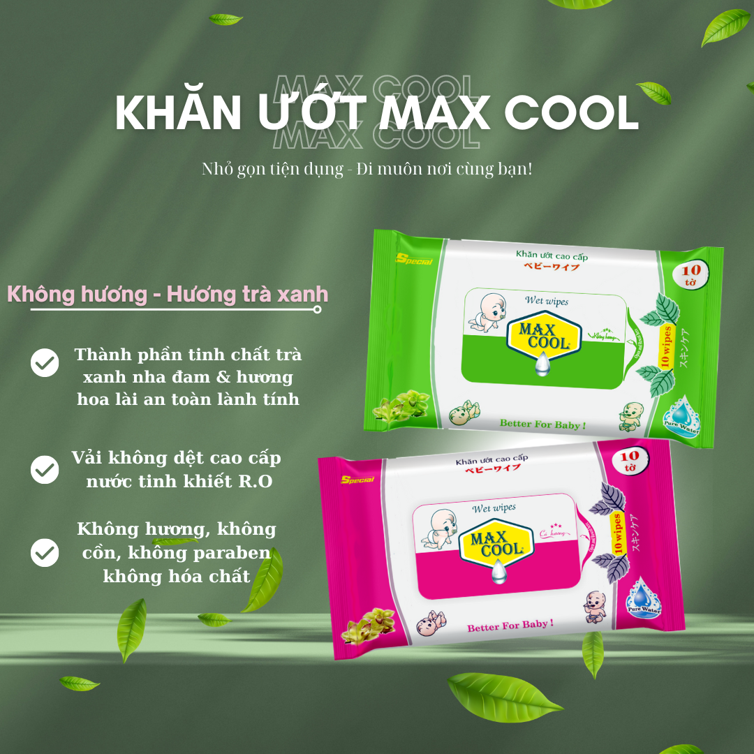 2 gói khăn ướt Max Cool 10 tờ