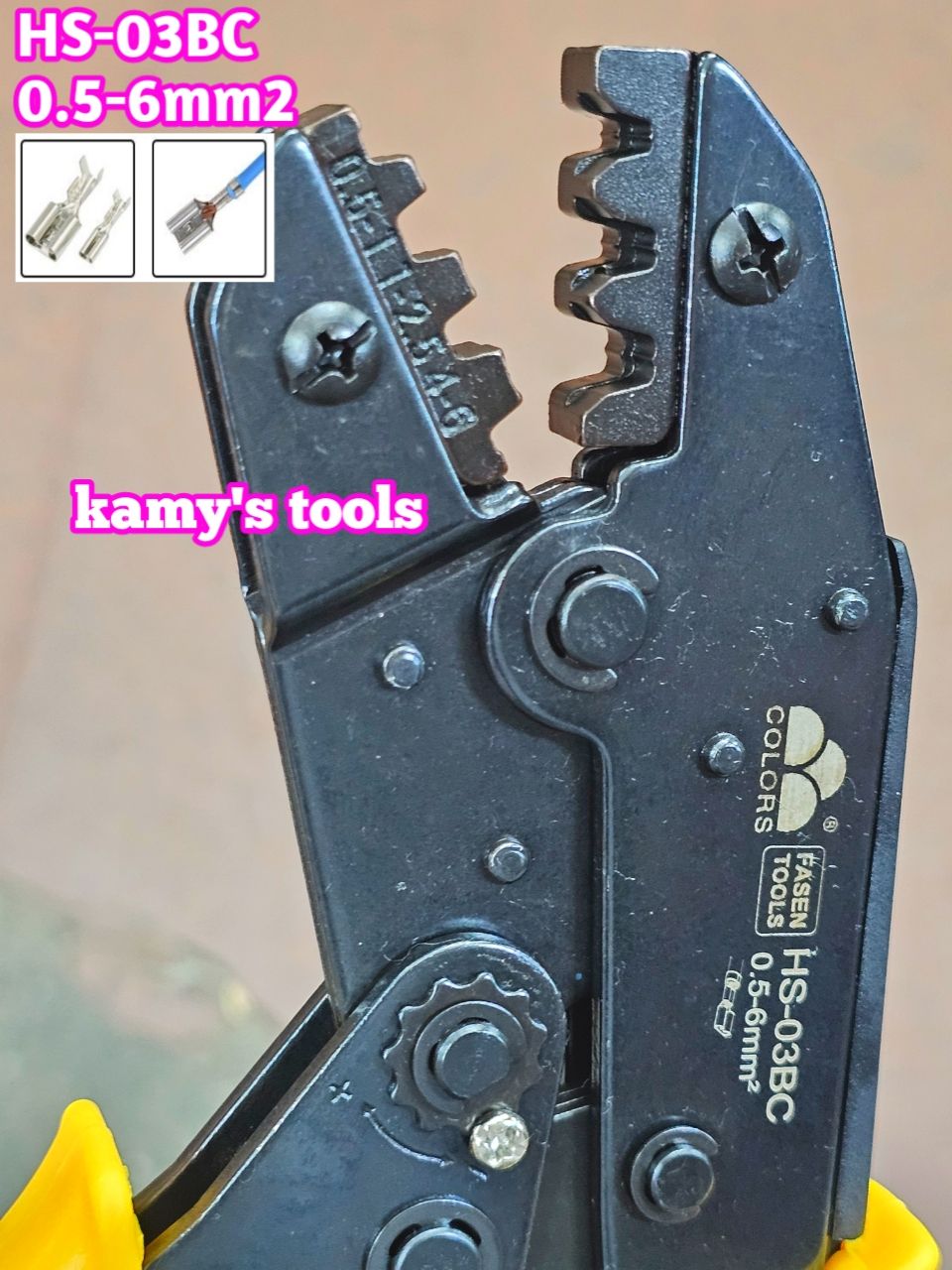 Kìm bấm cos fasen hs-03bc bấm cos cuốn 0.5-6mm2 dài 9 inch 230mm (kiềm bấm cos, kềm bấm cos)
