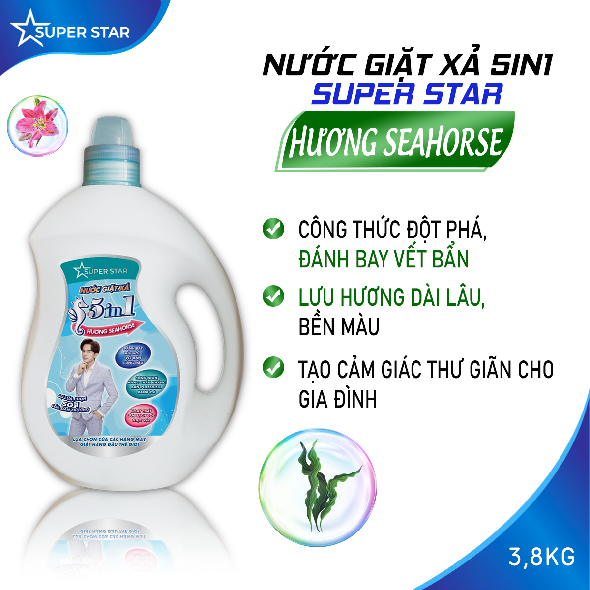  Nước Giặt Xả Cao Cấp 5 in 1 Super Star  3,8KG 