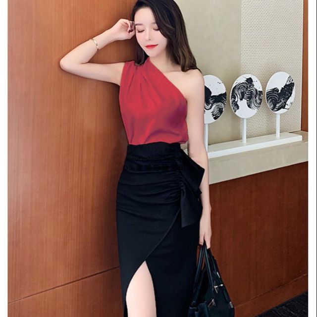 ÁO PHI LỤA LỆCH VAI MỊN SANG CHẢNH ĐẸP Y HÌNH