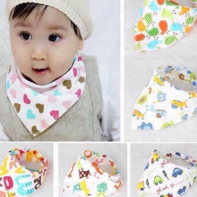 Set 10 khăn yếm tam giác cho bé(Trộn màu)