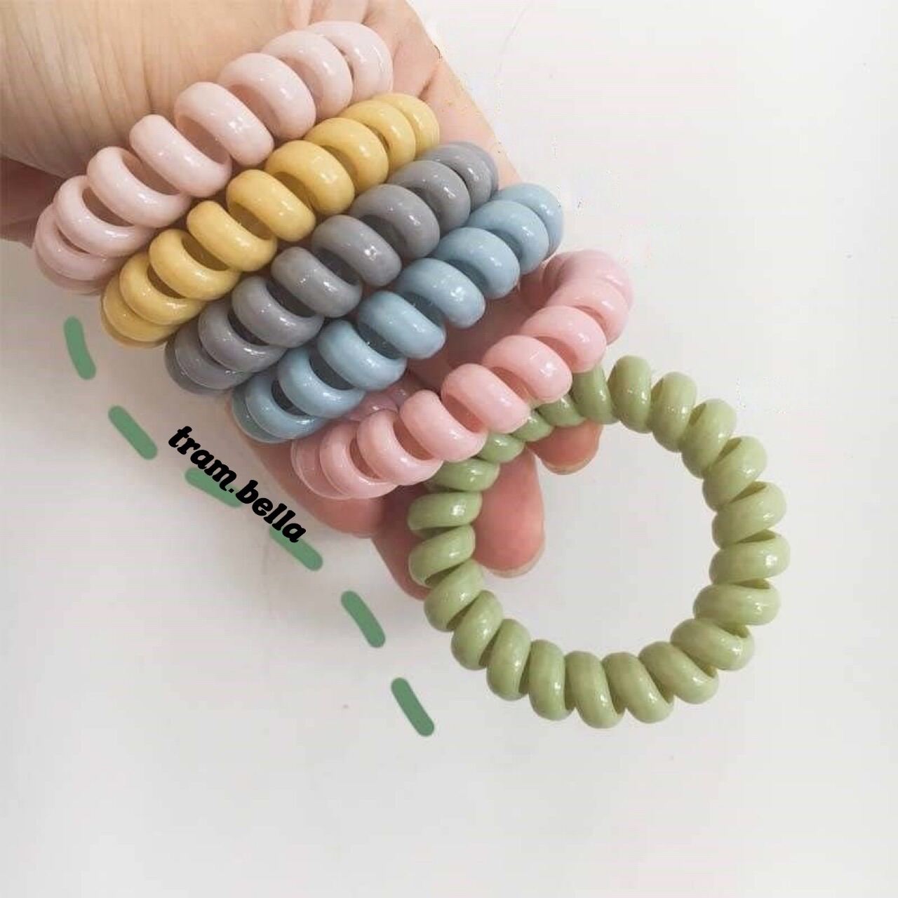Dây cột tóc lò xo màu pastel - Trâm Bella