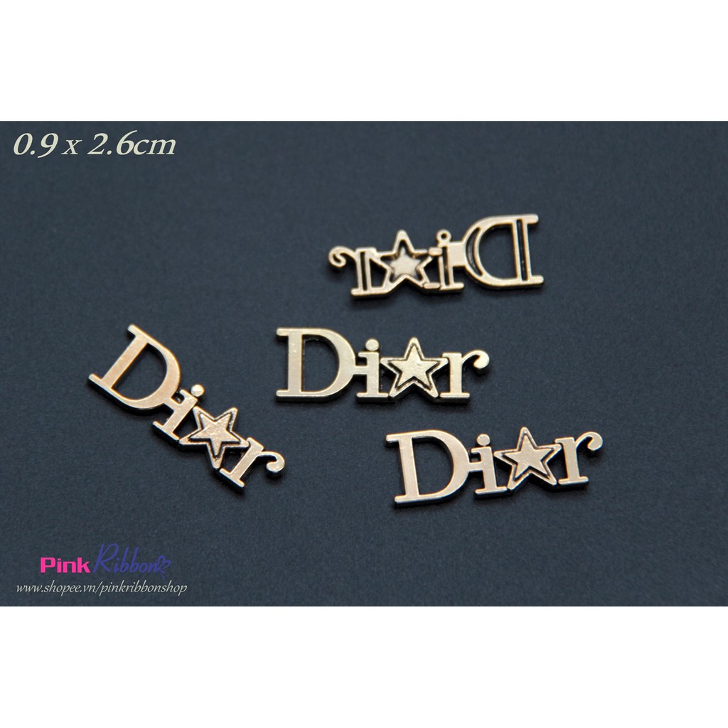 Set 2c - Chữ D.I.O.R sao phụ kiện mạ kim đính nơ, đính váy áo, phụ kiện tóc