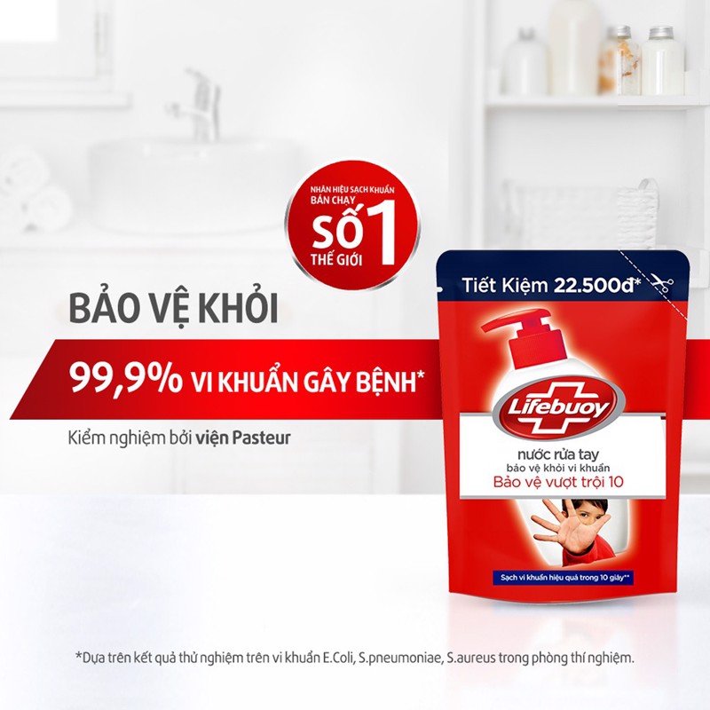 Nước rửa tay lifeboy túi 400g - khả năng diệt 99.9% vi khuẩn, hiệu quả chỉ trong 10 giây