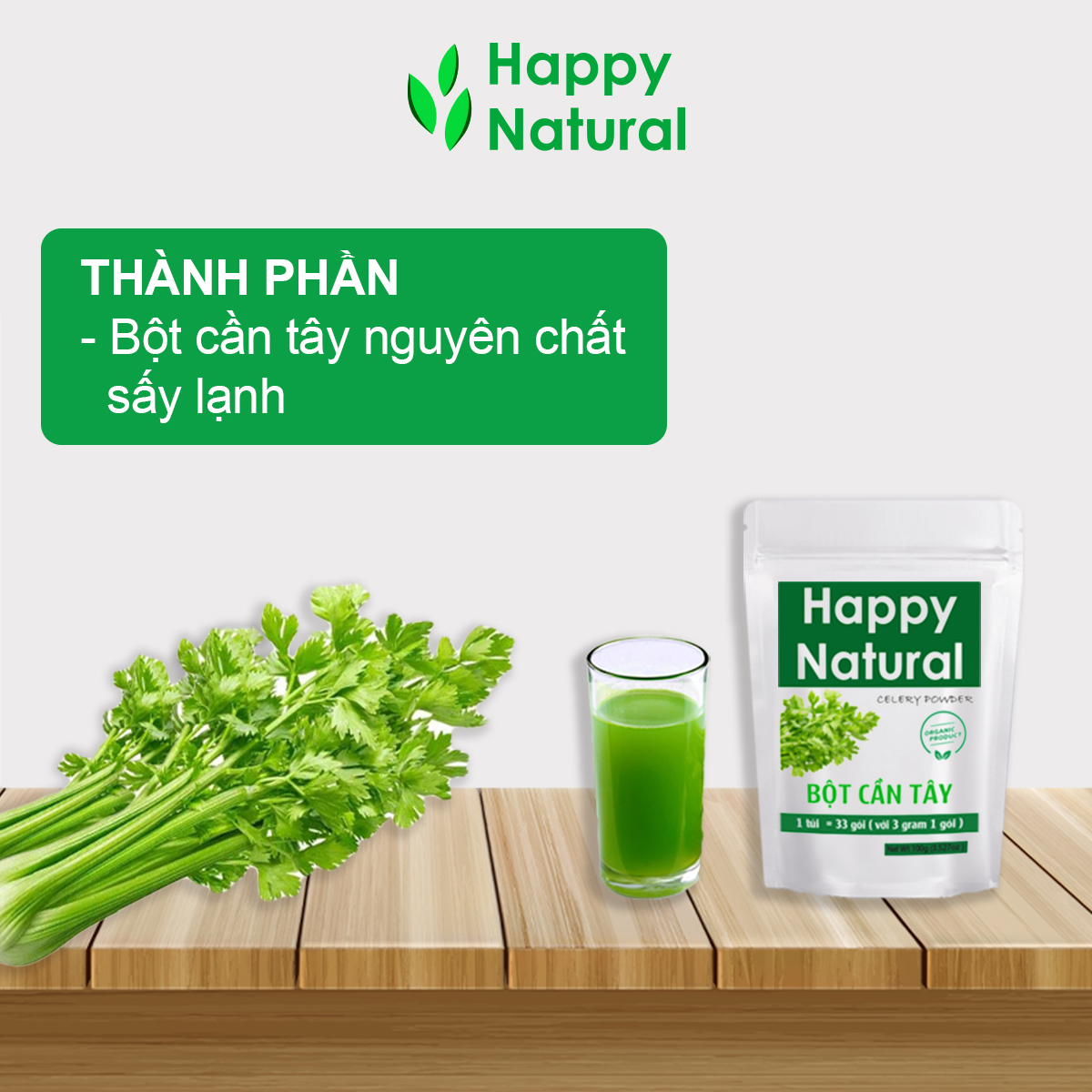 Bột Cần Tây Happy Natural Sấy Lạnh 100g