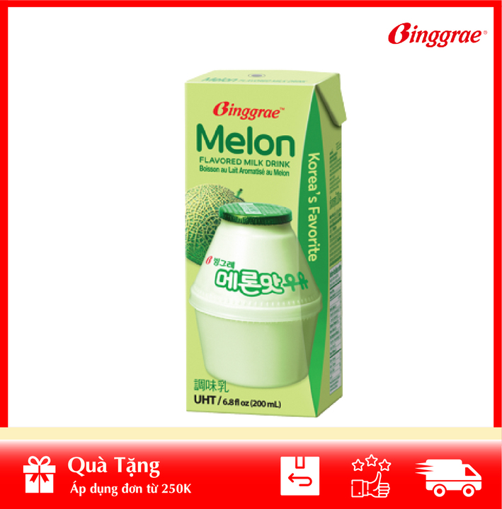 [HÀNG CÔNG TY NHẬP KHẨU] Sữa Dưa Lưới Melon Milk Binggrae 1 Hộp