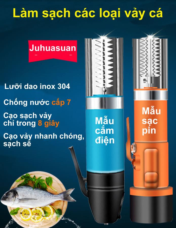 Máy đánh vẩy cá inox 304 IPX7 (công suất mạnh hơn khi cắm điện) - WorldMart