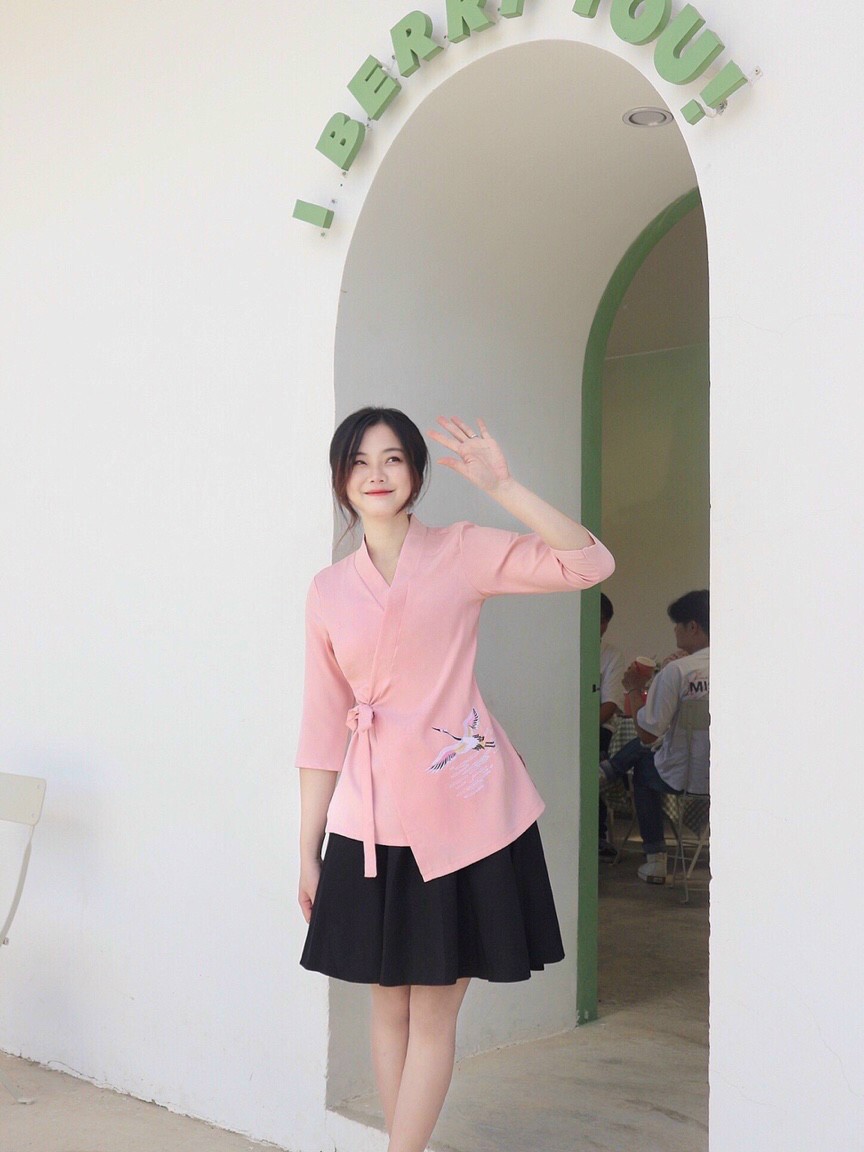 Set KIMONO cách tân thêu hạc
