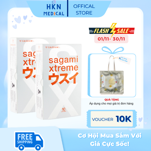 Bộ 2 hộp Bao cao su Siêu mỏng Cao cấp Sagami Xtreme Super Thin 10 bao