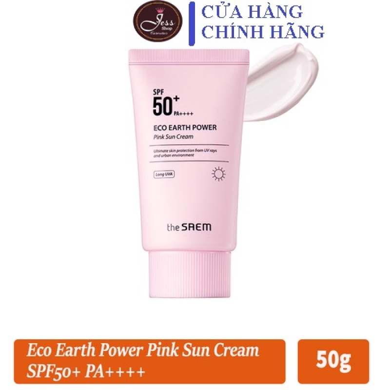 Kem Chống Nắng Giảm Dầu, Giúp Da Sáng Hồng Tự Nhiên The Saem Eco Earth Power Pink Sun Cream SPF50+ PA++++ 50g cao cấp