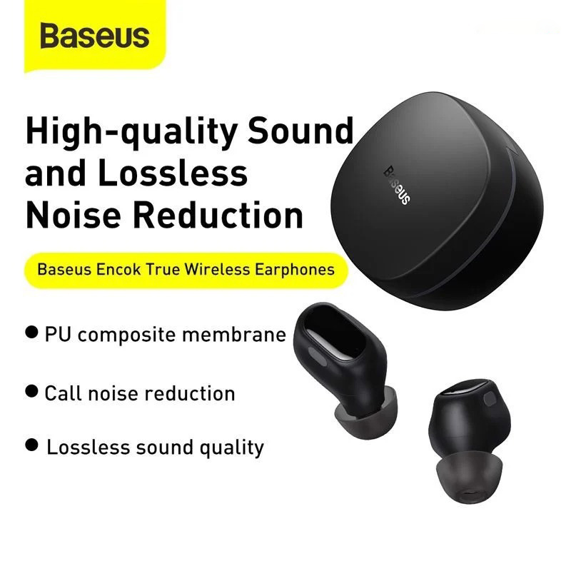 Tai nghe Bluetooth Baseus Encok True Wireless Earphones WM01 (TWS, Bluetooth 5.0, Stereo Earbuds, Touch Control, Noise Cancelling)
