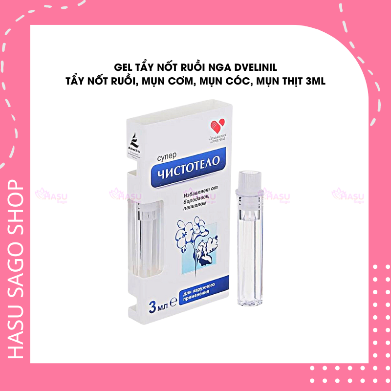 Gel tẩy nốt ruồi nga dvelinil tẩy nốt ruồi, mụn cơm, mụn cóc, mụn thịt 3ml