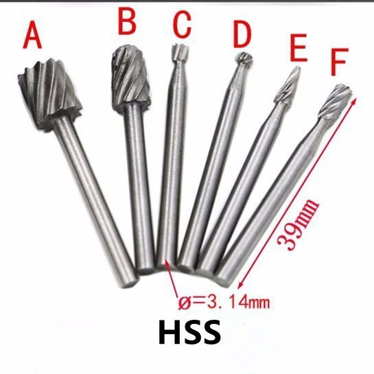 Bộ 6 mũi khắc mài làm lũa chạm trổ HSS cao cấp