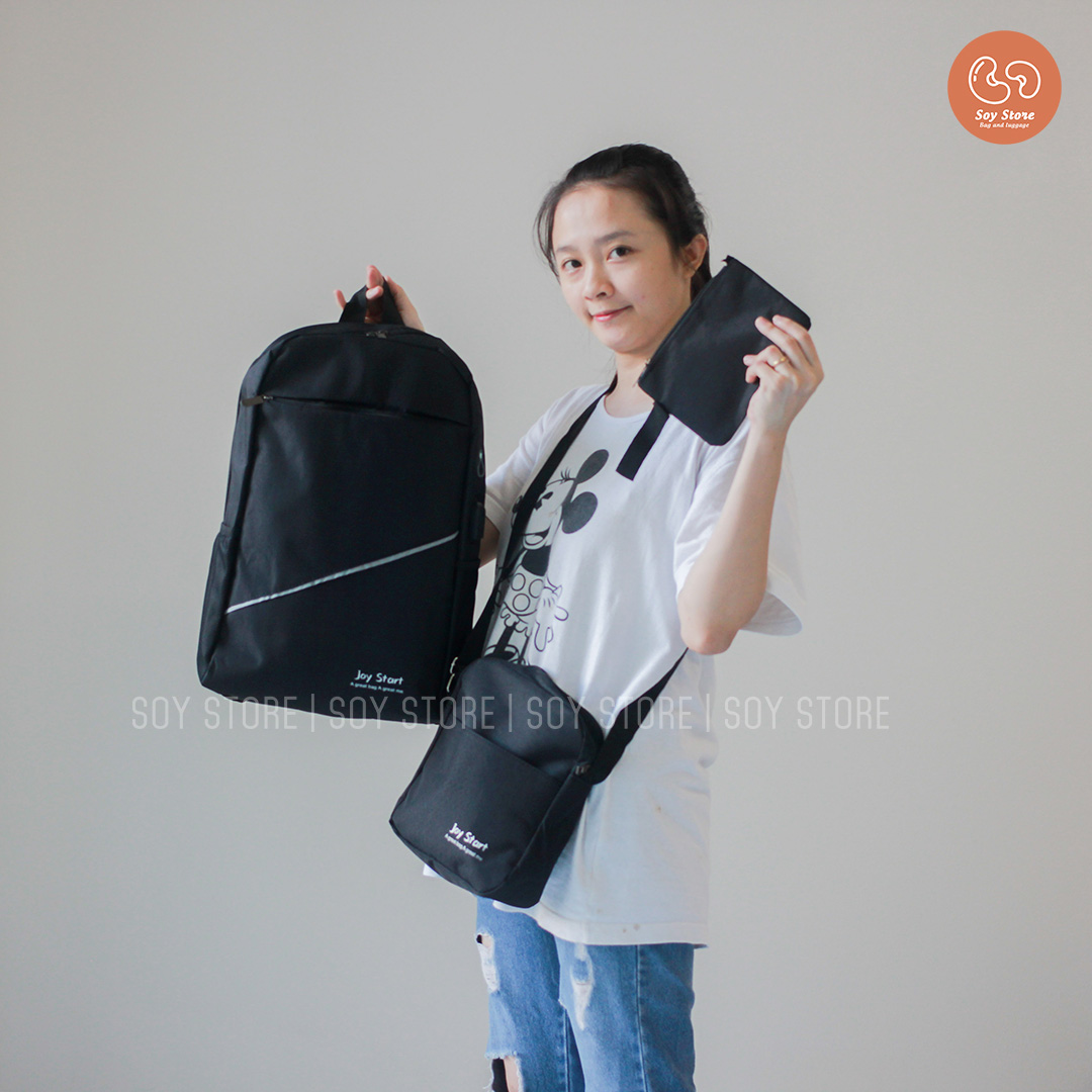 [SẴN] Combo 3 sản phẩm Balo + Túi đeo chéo + Ví đựng laptop phong cách Hàn Quốc BP1013 (tặng kèm 1 dây nối sạc)