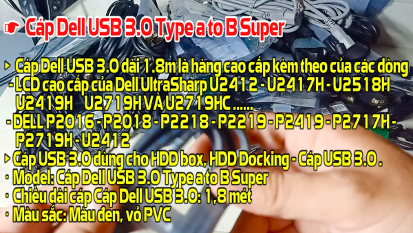 Bảng giá [HCM]Cáp Dell USB 3.0 Type a to B SuperSpeed Phong Vũ