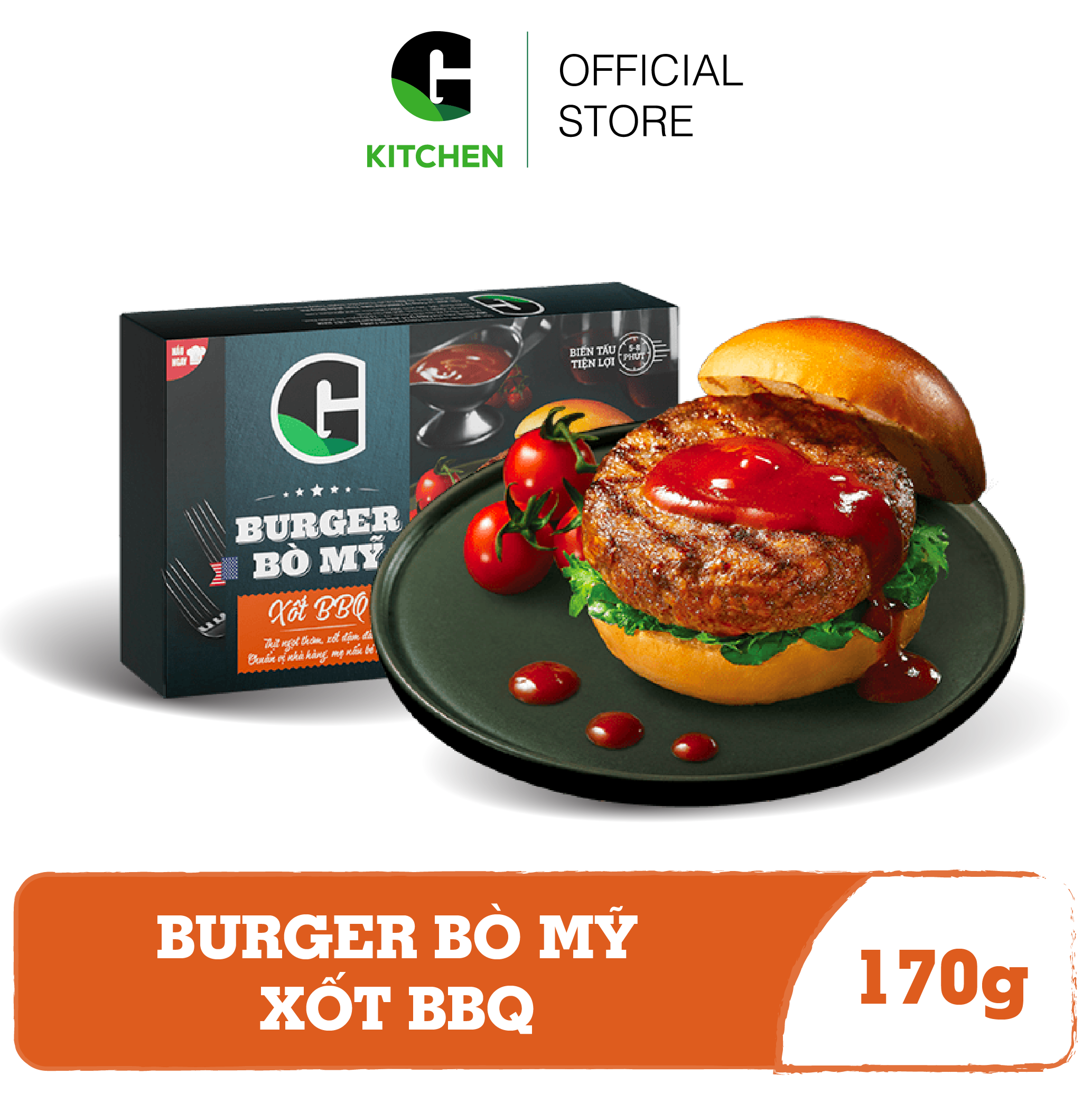 [Giao nội thành HCM] Burger Bò Mỹ Xốt Bbq G Kitchen 170g