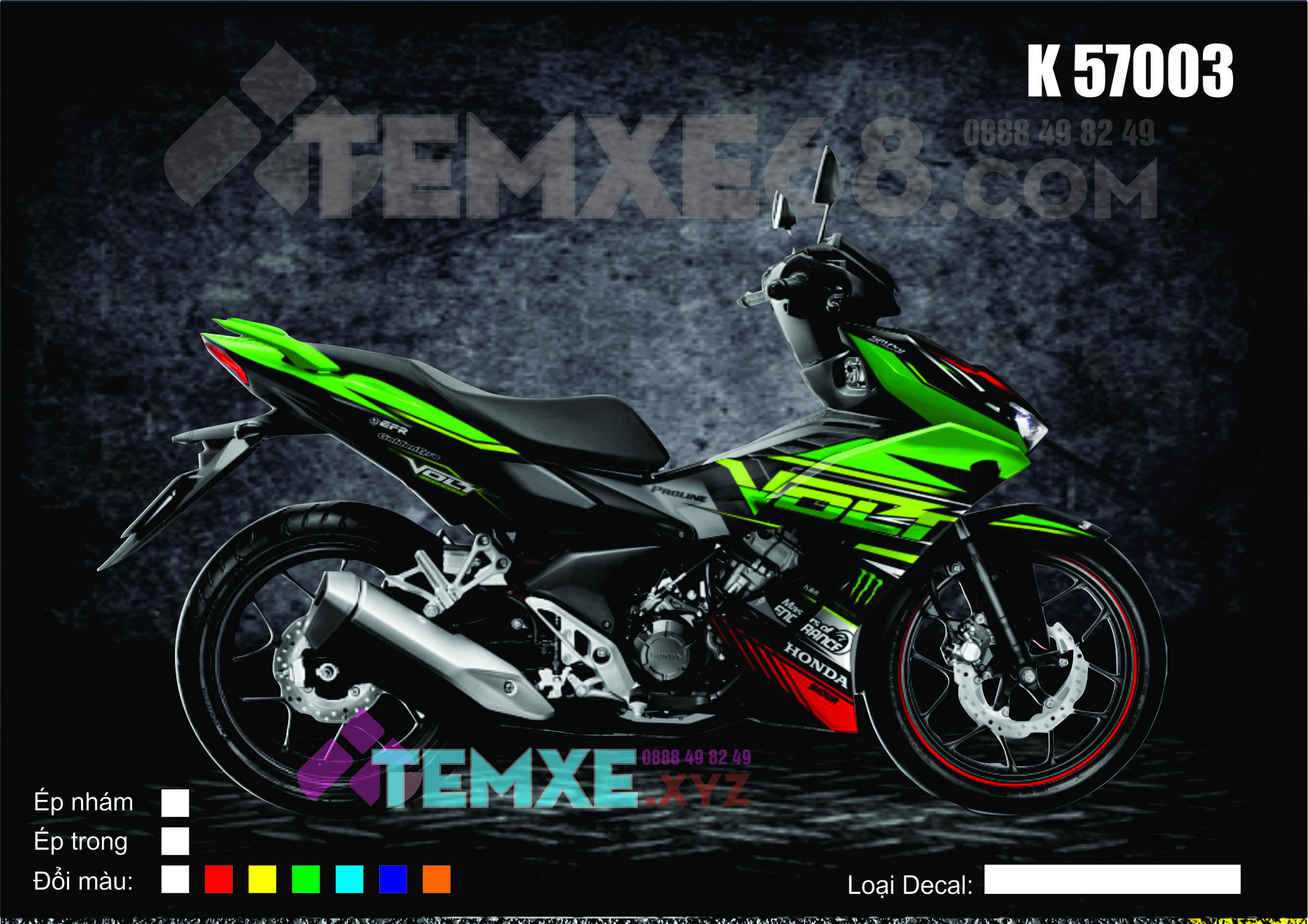 Tem trùm Winner X màu Đen xanh lá