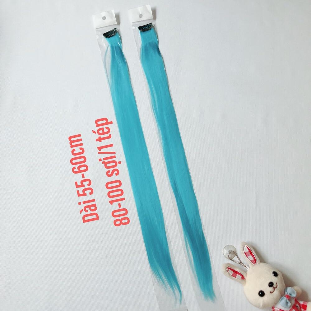 Line tóc màu xanh da trời (Dài 60cm, 80-100 sợi, có kẹp. Mua 5 tep tặng 1 tep)
