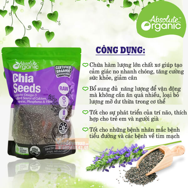 Hạt Chia Úc Absolute Organic Chia Seeds - túi 1kg