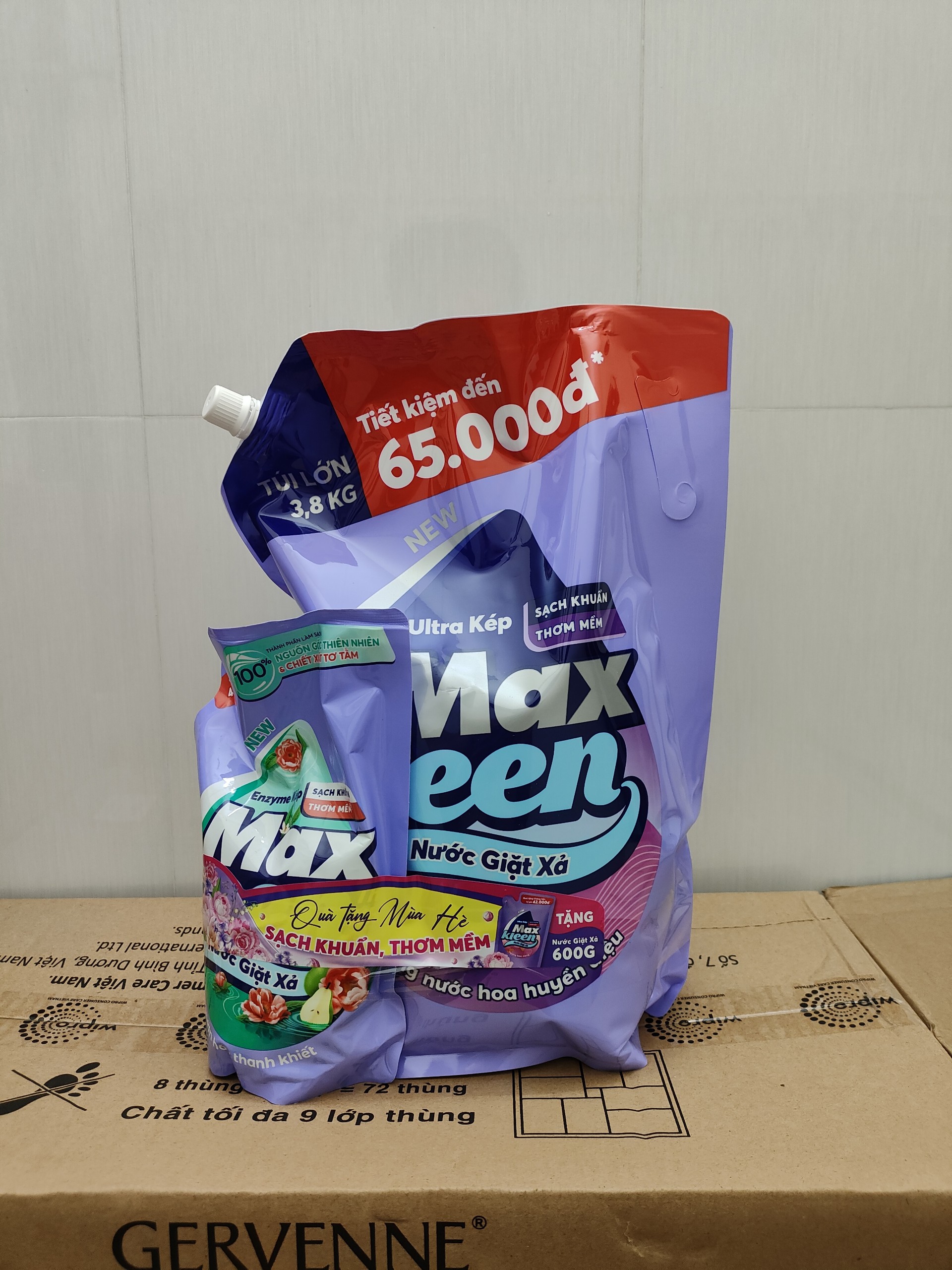Nước Giặt Xả Maxkleen 3.8kg + túi 600g