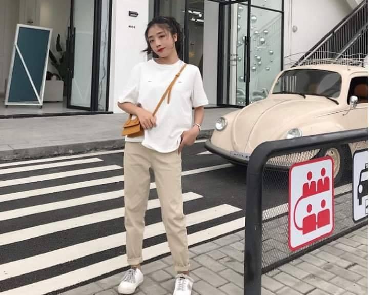 Quần kaki baggy nữ xoắn gấu