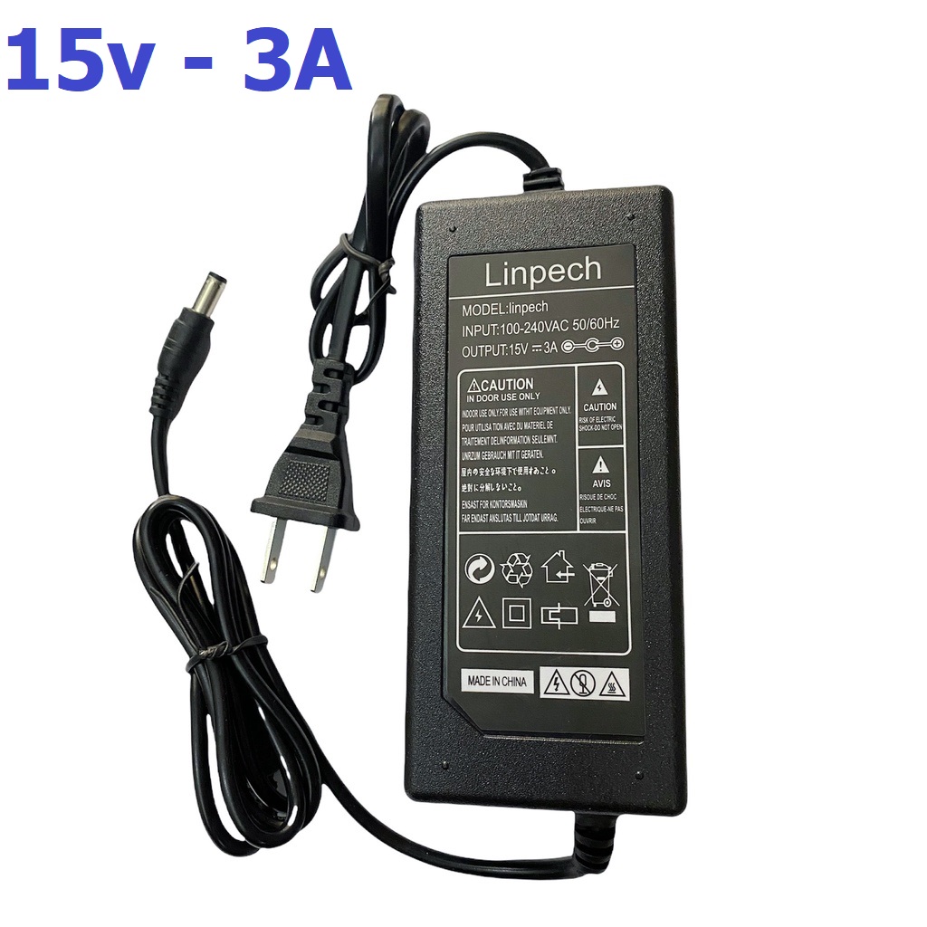 Nguồn sạc loa kéo , camera , sạc zin adapter 15v-3a 15v-2a 15v-6a chân thường / 9v-2a chân kim chất lượng tốt chính hãng linpech