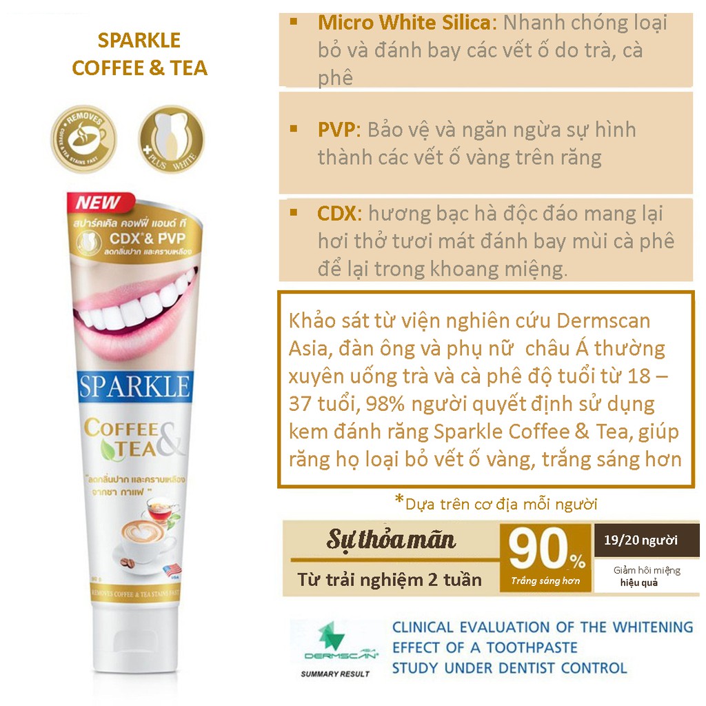 Kem Đánh Răng Thái Lan Sparkle Coffee&Tea 100Gr