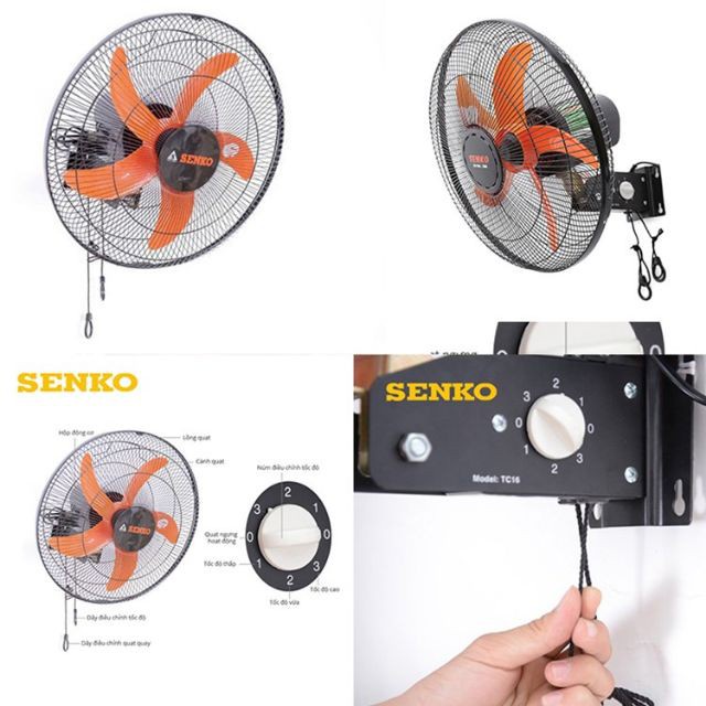 (HCM) QUẠT TREO TƯỜNG 2 DÂY SENKO TC16