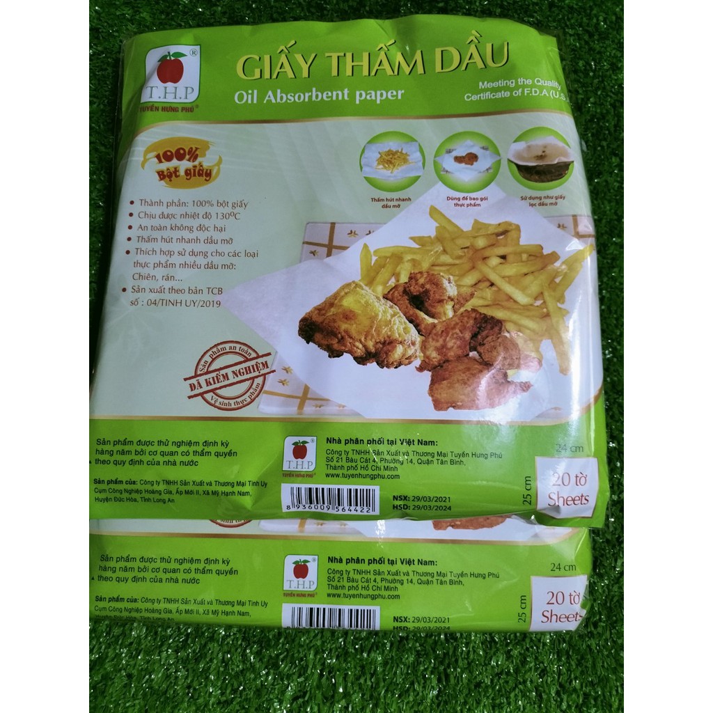 Giấy Thấm Dầu Ăn Khổ 24*30 T.H.P 20 Tờ