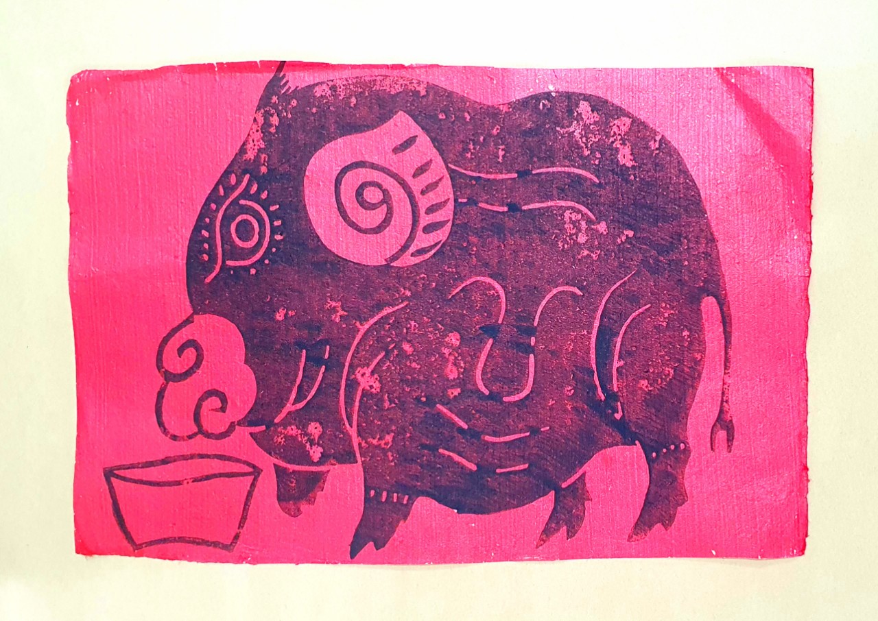 Pig - Kim Hoang folk painting