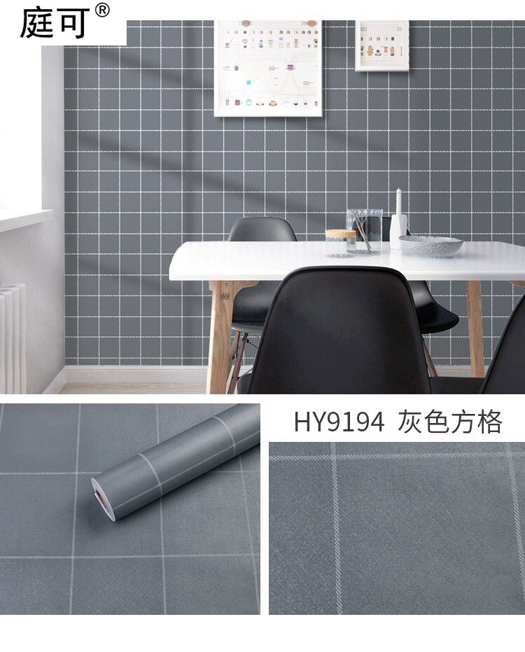 Cuộn 5M decal giấy dán tường (có sẵn keo) - Ô VUÔNG XÁM LỚN