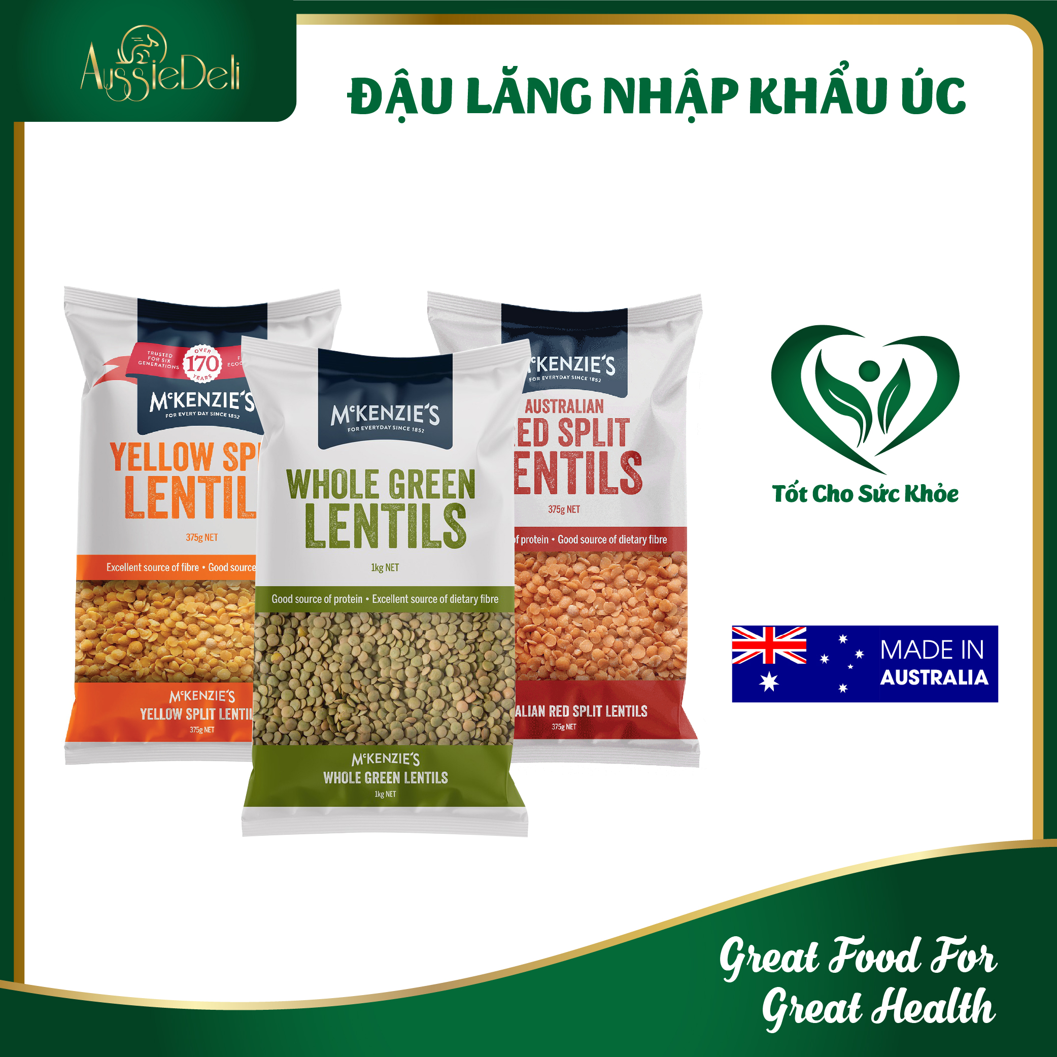 Đậu lăng nhập khẩu Úc McKenzie's gói 375g