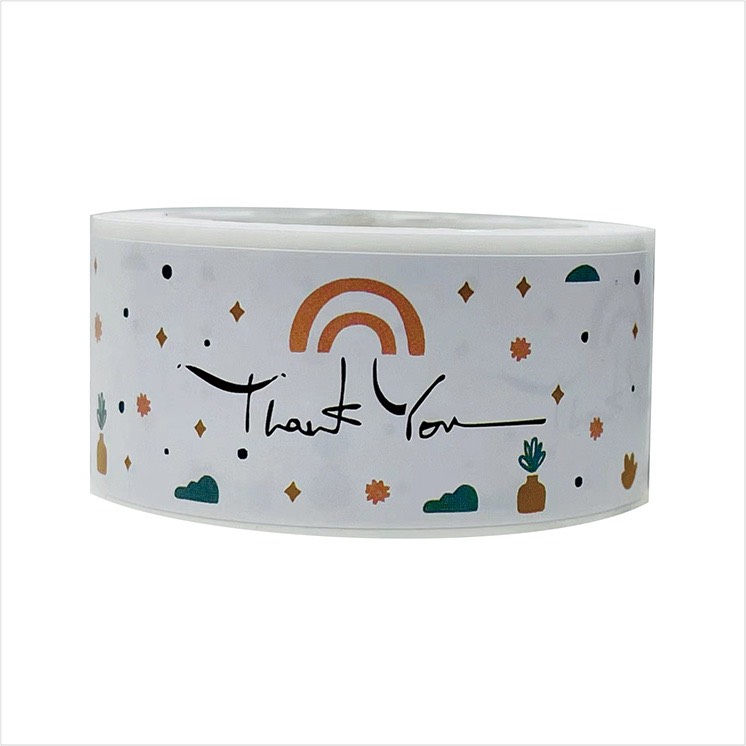 T001_tem dán chữ " thank you" _size: 2.5x7.5cmcm, 120 tem/cuộn