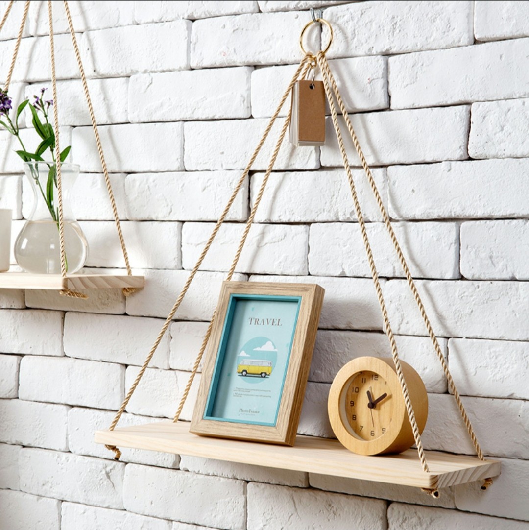 Kệ treo tường, kệ gỗ treo tường chất liệu MDF 40x12cm , kệ decor trang trí nhà cửa - Kagu