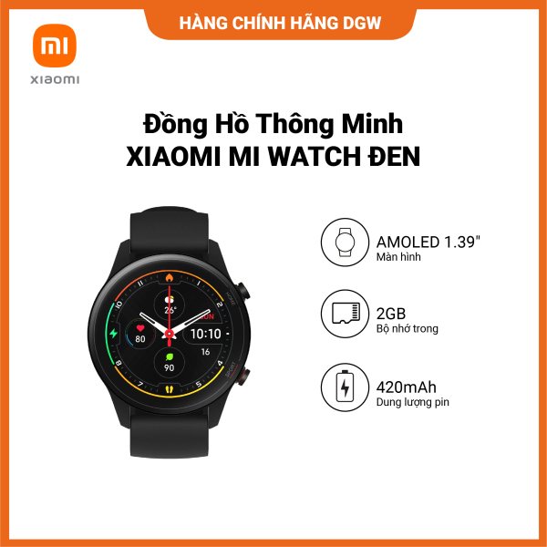 Đồng Hồ Thông Minh Xiaomi Mi Watch Đen - Hàng Chính Hãng Phân Phối Bởi Digiworld