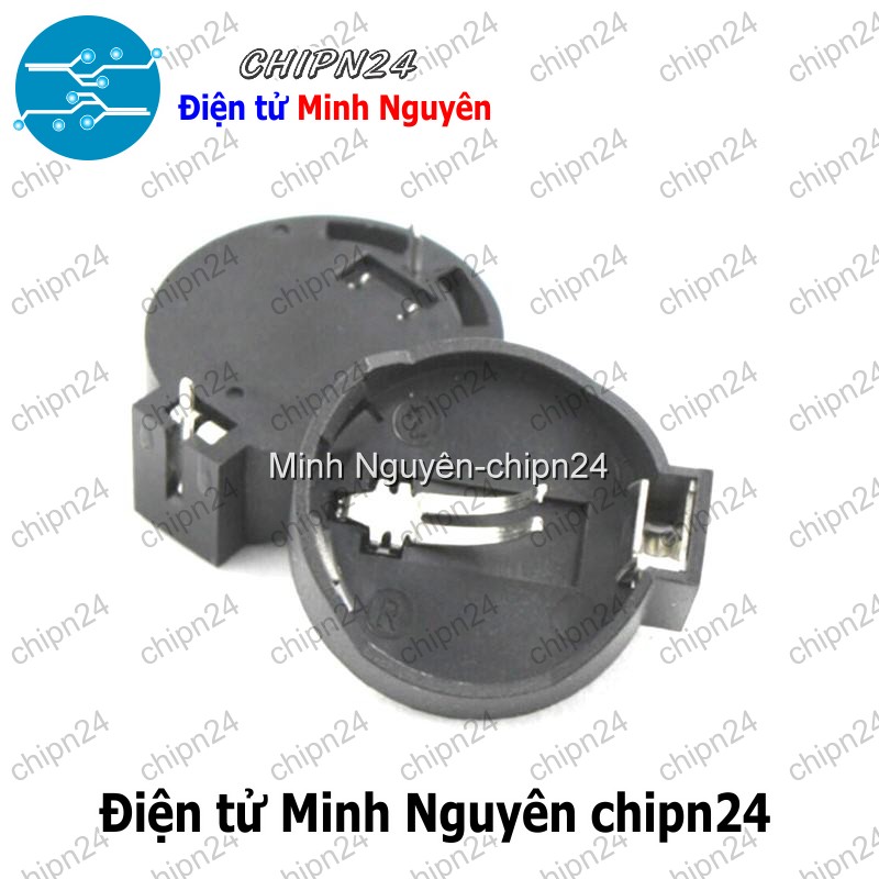 [3 cái] (F138.1) Đế Pin CR2032 DIP Nhựa Đen, Đế pin CMOS - HH000605