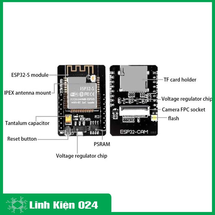 Module ESP32-CAM OV2640 - mạch ESP32 tích hợp camera, wifi, bluetooth 4.2