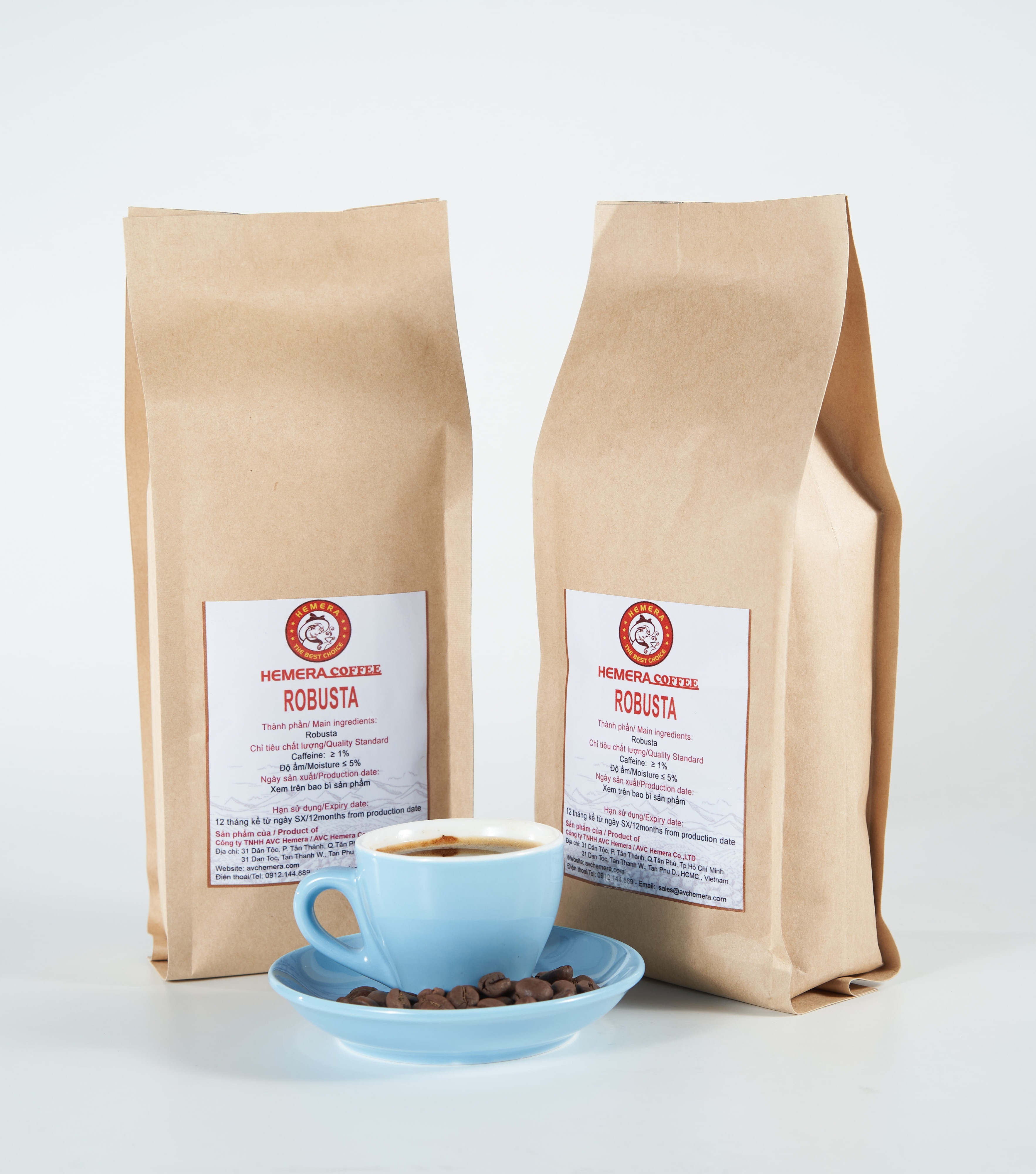 [HCM]CÀ PHÊ HẠT NGUYÊN CHẤT ROBUSTA RANG MỘC HEMERA COFFEE 500GR