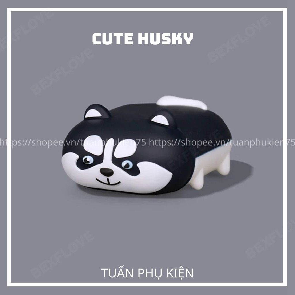 Airpods Case ⚡Freeship ⚡ CUTE HUSKY Case Tai Nghe Không Dây Airpods 1/ 2/ i12/ Pro
