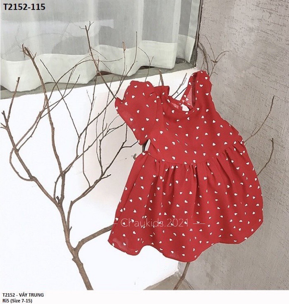 Váy đỏ chấm bi xinh xắn cho bé gái mặc hè (8-16kg)