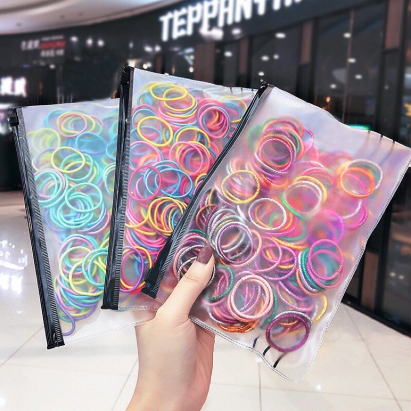 SET 500 DÂY CỘT TÓC NHIỀU MÀU CÓ TÚI ZIP