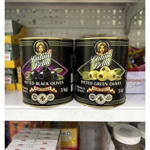 [Date 2028] [Origin: Spain] Green Olives / Black Olives with Pits Removed Latino Bella 3kg Box
