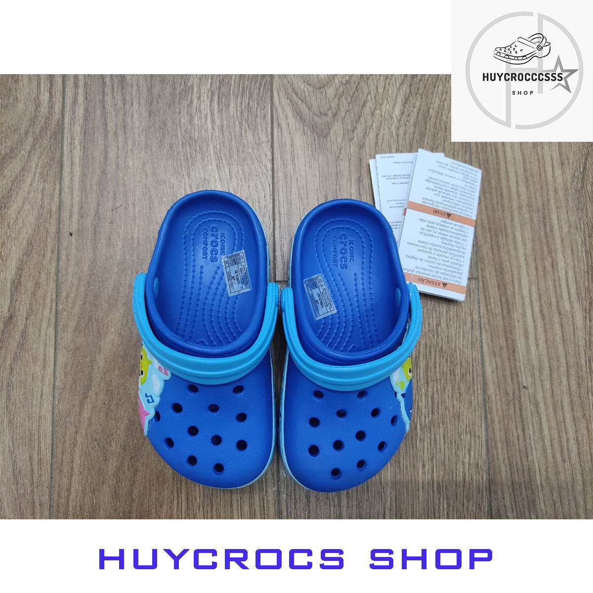 Dép nhựa bé trai CROCS, sục viền Baby Shark, dép sục cho trẻ, đúc nguyên  khối siêu bền, siêu cute 