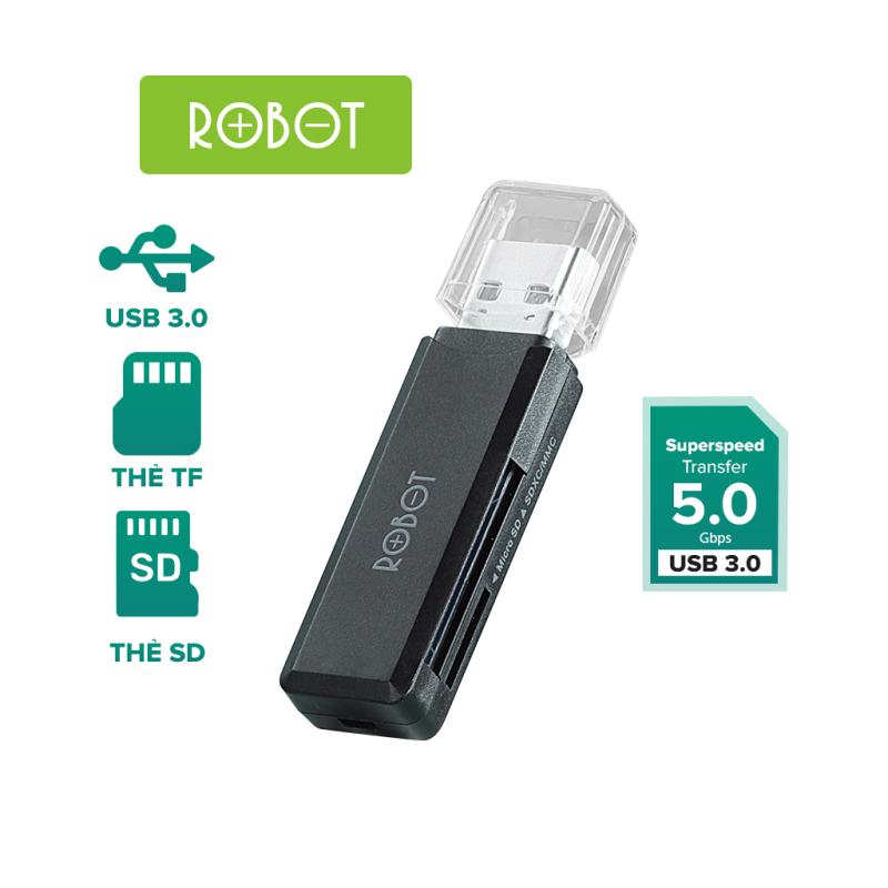 Bảng giá Thiết Bị Đọc Thẻ Nhớ MicroSD/TF Card ROBOT CR102 Chuẩn USB 3.0 Tốc độ truyền tải nhanh 5Gbs l HÀNG CHÍNH HÃNG Phong Vũ