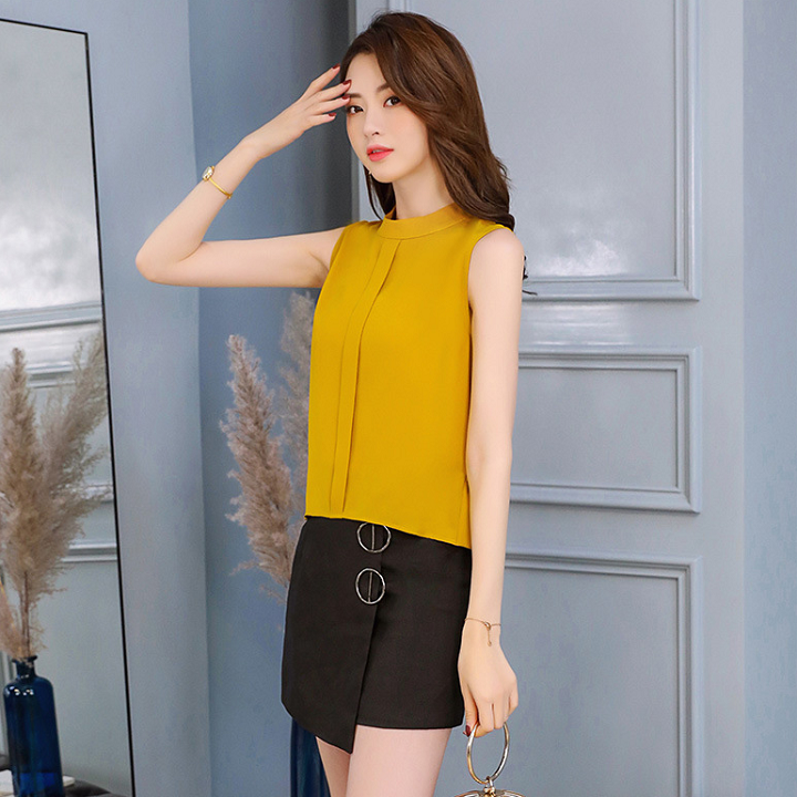 ÁO NỮ KIỂU CỔ TRÒN TAY SÁT NÁCH NHÚN ĐUÔI
